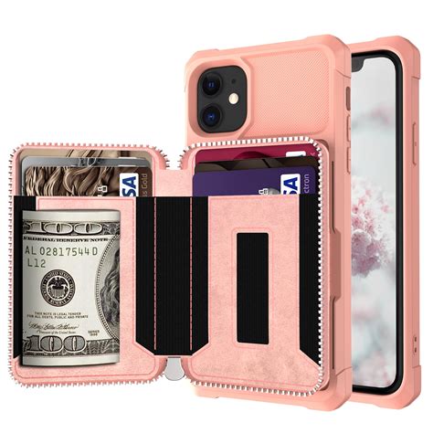 Dteck Wallet Case For iPhone 11, Zipper Wallet Case with Credit Card ...