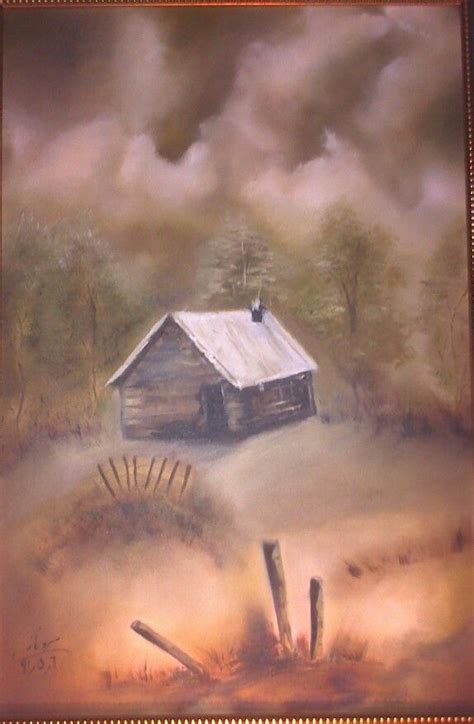 Winter Cabin Painting