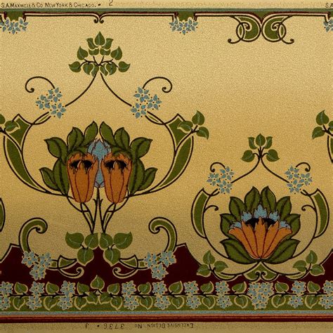 Stylized Floral Blended Frieze/Antique Wallpaper - Bolling & Company