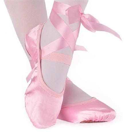 candy pink satin ballet shoes with ribbon