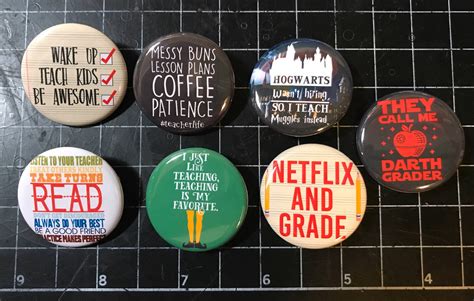 Teacher Buttons Pins. 1.25 Set of 7 Funny Teacher Buttons. Teacher Pins ...