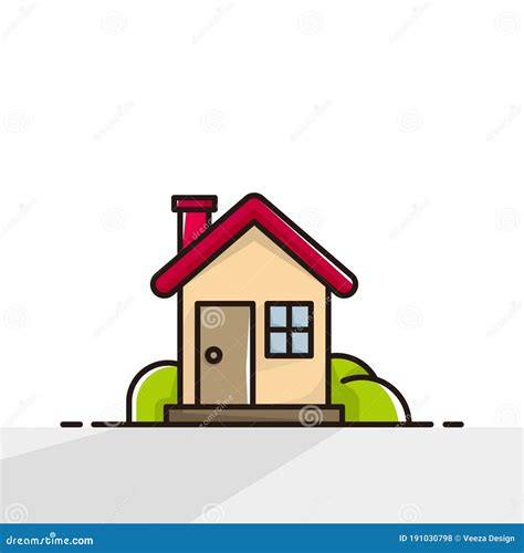 Single House Simple Cartoon Illustration Design Vector Stock Vector ...