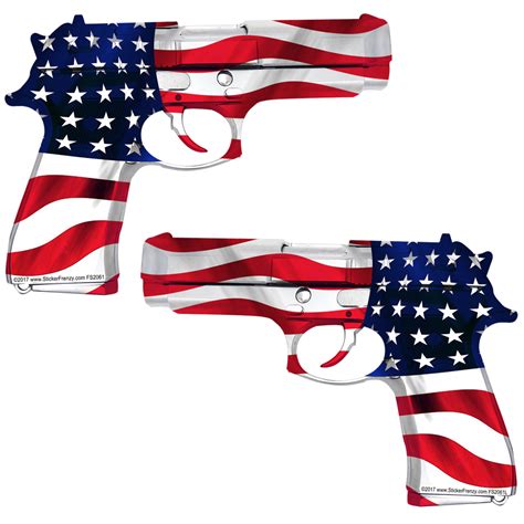 USA Flag Gun 2 Pack Stickers “MIRRORED” – #FS2061LR – AZ House of Stickers