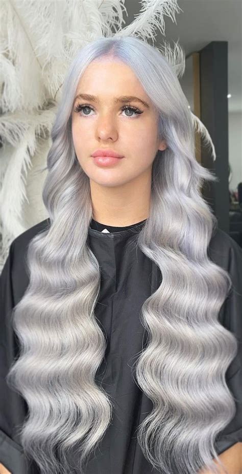 25 Trendy Grey & Silver Hair Colour Ideas for 2021 : Long Silver Hair ...