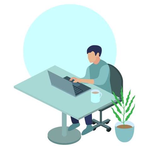 Young man working on laptop 593694 Vector Art at Vecteezy