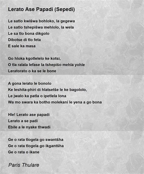 Lerato Ase Papadi (Sepedi) - Lerato Ase Papadi (Sepedi) Poem by Paris ...