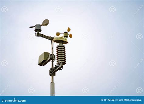 Weather Station Instruments Against Sky Background Stock Photo - Image ...