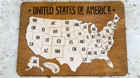 United States Wooden Map Puzzle USA Map Table Game Wooden