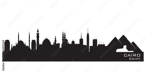 Cairo Egypt skyline Detailed vector silhouette Stock Vector | Adobe Stock