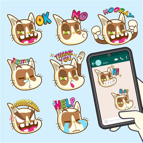 cute cat emoji sticker collections 529090 Vector Art at Vecteezy