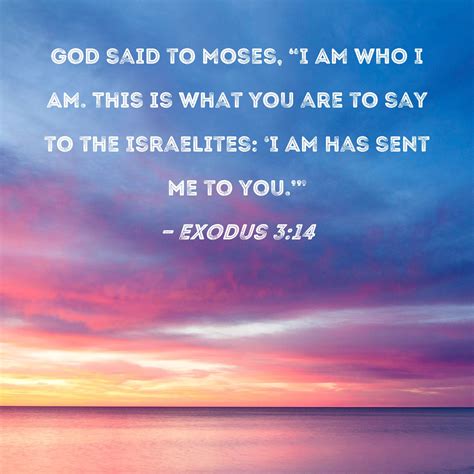 Exodus 3:14 God said to Moses, "I AM WHO I AM. This is what you are to ...