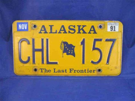 1991 Alaska Slogan License Plate - The Last Frontier