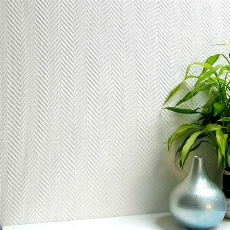 RD80103 Anaglypta white striped Herringbone Paintable Wallpaper ...