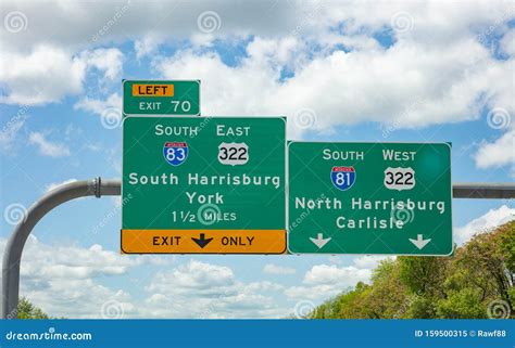 Road Signs on the Highway. Pennsylvania US Editorial Image - Image of ...