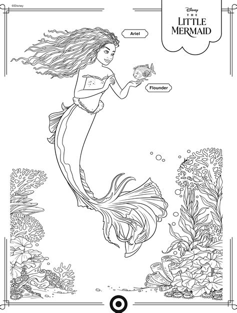 The Little Mermaid live action movie 2023 coloring pages with Ariel ...