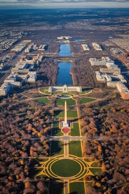 Premium AI Image | Aerial view of the national mall and monuments ...