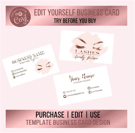 Eyelash Business Card Business Cards Makeup Artist Business | Etsy