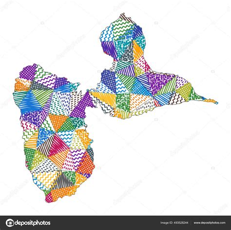 Kid style map of BasseTerre Island Hand drawn polygons in the shape of ...