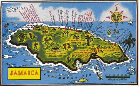 Vintage Jamaican Map Jamaica Map Illustrated Map Jamaican Map – NBKomputer