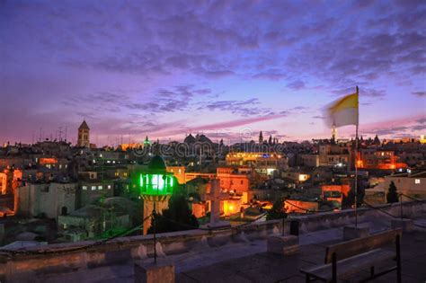 View of the Old City of Jerusalem at Night Stock Image - Image of ...