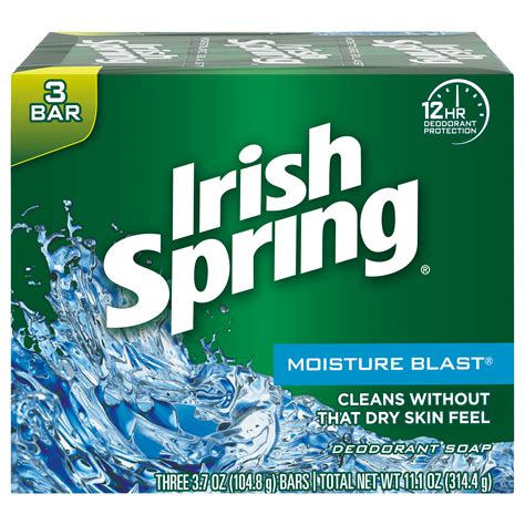 Irish Spring Moisture Blast, Moisturizing Bar Soap, 3.7 Ounce, 3 Bar ...