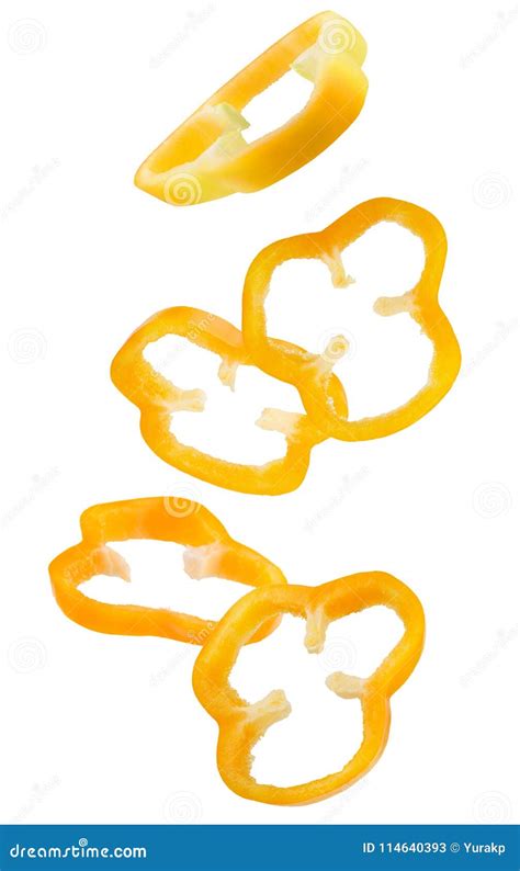 Yellow Pepper Slices Isolated on a White Background Stock Image - Image ...