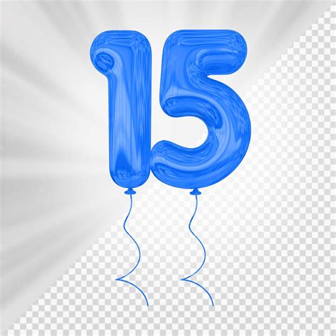 Premium PSD | Blue balloon number 15