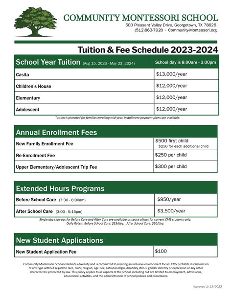 Tuition & Fees | Community Montessori School | Georgetown, TX