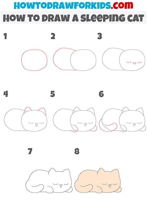 How to Draw a Sleeping Cat - Easy Drawing Tutorial For Kids