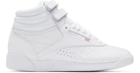 Reebok Leather Freestyle White High Top Trainers - Lyst