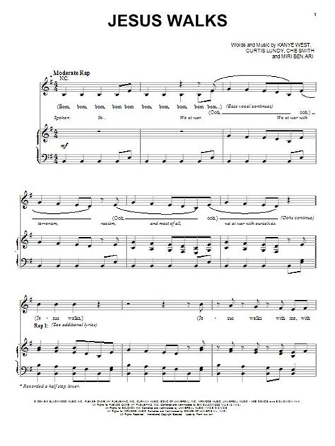 Kanye West Jesus Walks Sheet Music Notes, Chords | Sheet music notes ...