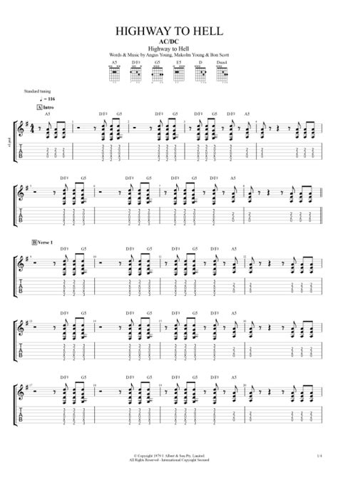 Tablature Highway to Hell de AC/DC (Guitar Pro) - Guitares et piste d ...