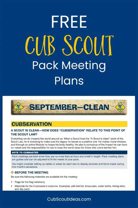 Free Cub Scout Pack Meeting Plans Save You Time ~ Cub Scout Ideas