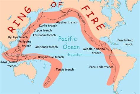 World Map Showing Ring Of Fire - Gretal Gilbertine