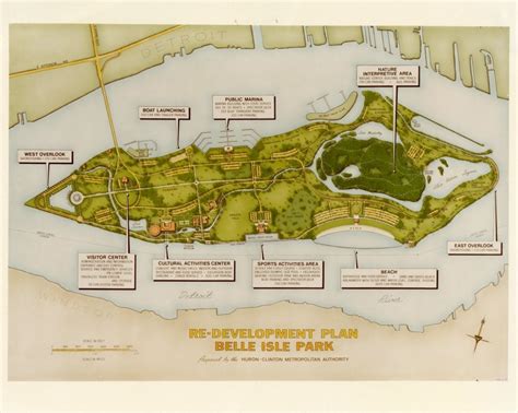 1972 Map of Belle Isle, envisioned as an HCMA Metropark. How would of ...