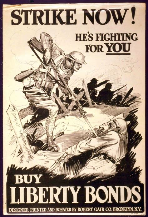 WWI PROPAGANDA POSTER World War 1 soldier about to bayonet German in ...