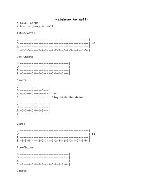 Highway To Hell (Tabs) GUITAR | PDF