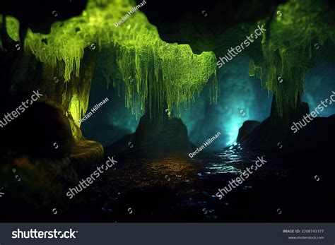 This 3d Illustration Waitomo Glowworm Cave Stock Illustration ...