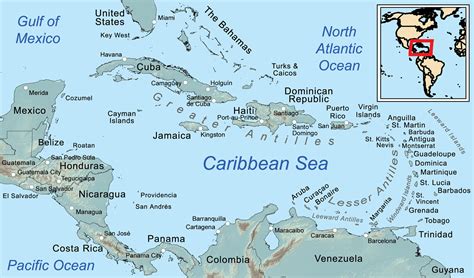 Comprehensive Map of the Caribbean Sea and Islands