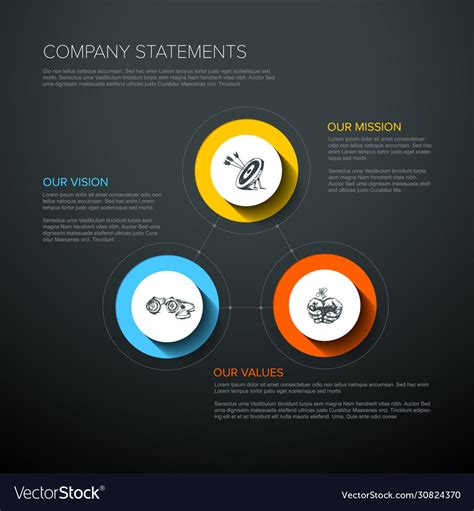 Company profile statement - mission vision values Vector Image