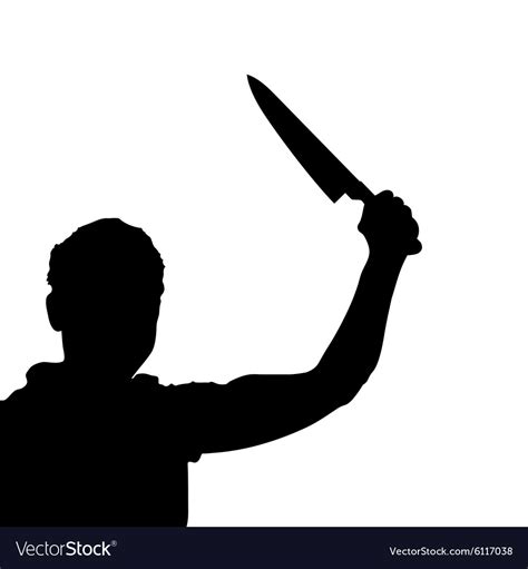 Man with knife silhouette Royalty Free Vector Image