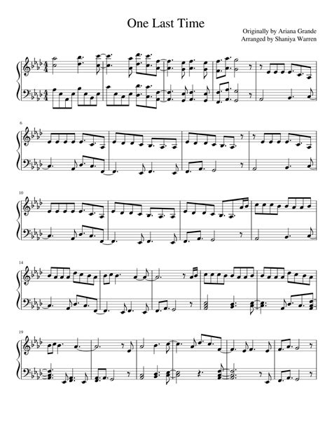 One Last Time sheet music for Piano download free in PDF or MIDI