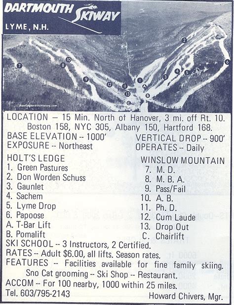 1970-71 Dartmouth Skiway Trail Map - New England Ski Map Database - NewEnglandSkiHistory.com