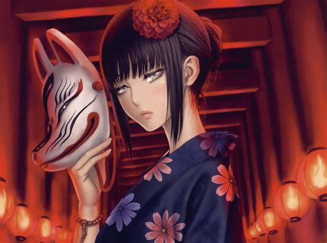 Mask Kitsune Anime Girl Wallpapers - Wallpaper Cave