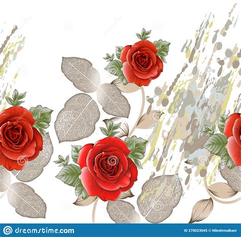 Red Rose Flower Border on White Background Stock Illustration ...