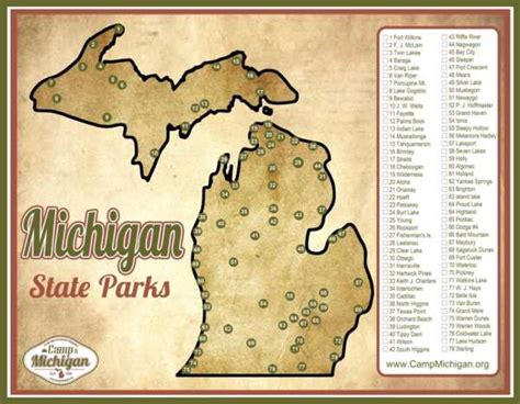 Free Michigan State Park Checklist Map – Camp Michigan