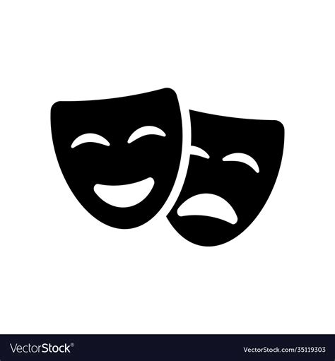 Theatre mask icon silhouette theatre drama comedy Vector Image