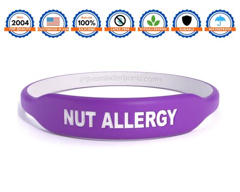 Medical Alert Allergy Bracelet 100% Silicone Allergy Wristband ...