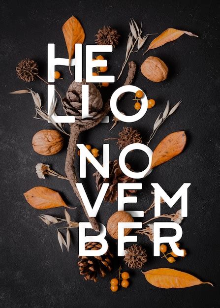 Free Photo | Hello november with leaves and nuts