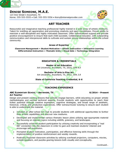 Art Teacher Resume Sample